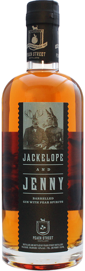 Jackelope and Jenny Barreled Aged Gin with Pear Spirits by Peach Street Distillers